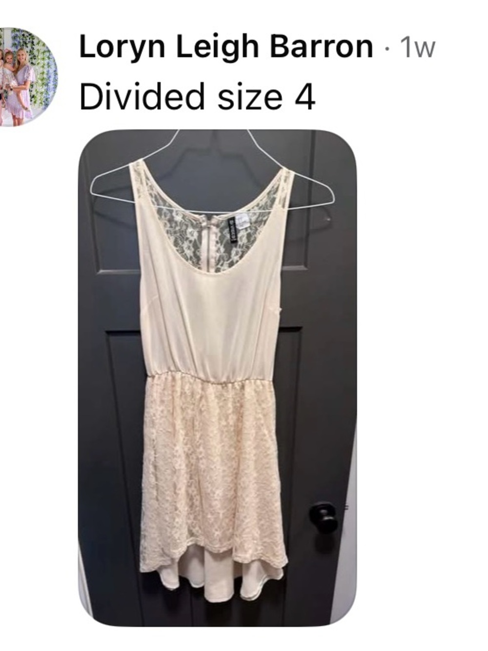 Divided Cream Lace-Overlay Slip Dress